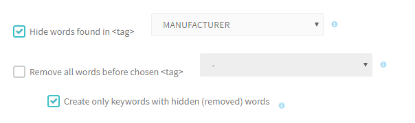 Hide manufactuer in Keywords